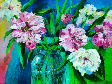 Painting titled "Peony scent" by Lana Light S., Original Artwork, Oil