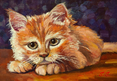 Pintura titulada ""Ginger kitten"" por Lana Light S., Obra de arte original, Oleo