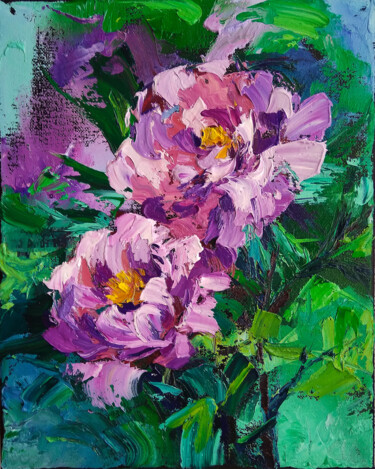 Painting titled ""Pink Peonies"" by Lana Light S., Original Artwork, Oil