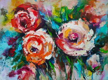 Painting titled ""Abstract Bouquet w…" by Lana Light S., Original Artwork, Oil