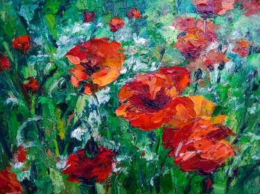 Painting titled ""Coquelicots dans l…" by Lana Light S., Original Artwork, Oil