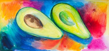 Painting titled "Avocado bright pain…" by Lana Mur, Original Artwork, Pastel