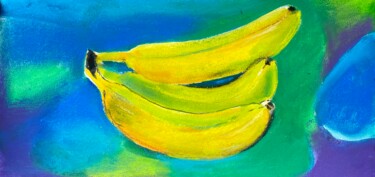 Schilderij getiteld "Banana blue drawings" door Lana Mur, Origineel Kunstwerk, Pastel