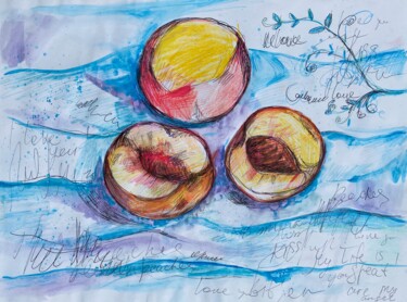 Drawing titled "Peaches drawing" by Lana Mur, Original Artwork, Gouache