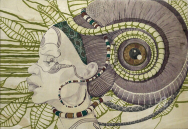 Drawing titled "Ialorisha" by Lana Okoneshnikova, Original Artwork, Marker