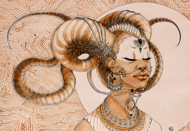Zeichnungen mit dem Titel "SURREAL GRAPHICS ON…" von Lana Okoneshnikova, Original-Kunstwerk, Gel Stift