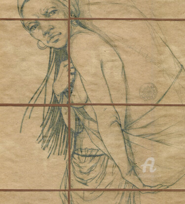 Disegno intitolato "THEOBROMA" da Lana Okoneshnikova, Opera d'arte originale, Grafite