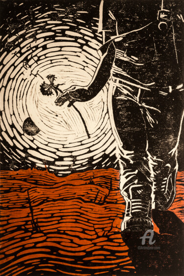 Digitale Kunst mit dem Titel "AT THE SUNSET OF HO…" von Lana Okoneshnikova, Original-Kunstwerk, Linoldrucke