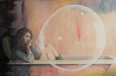 Malerei mit dem Titel "BUBBLE №2" von Lana Okoneshnikova, Original-Kunstwerk, Öl