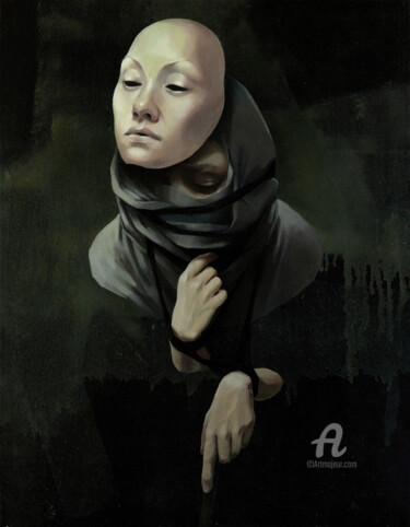 Malerei mit dem Titel "FABRICATION OF PERS…" von Lana Okoneshnikova, Original-Kunstwerk, Öl