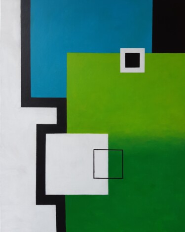 Painting titled "Geometric abstracti…" by Lana Pochikian, Original Artwork, Acrylic Mounted on Wood Stretcher frame