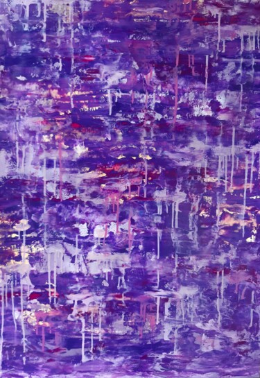 Painting titled "Violet abstraction" by Lana Pochikian, Original Artwork, Oil