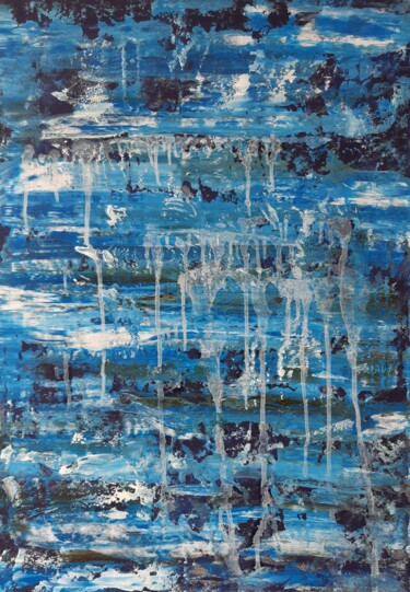 Painting titled "Blue abstraction4" by Lana Pochikian, Original Artwork, Oil