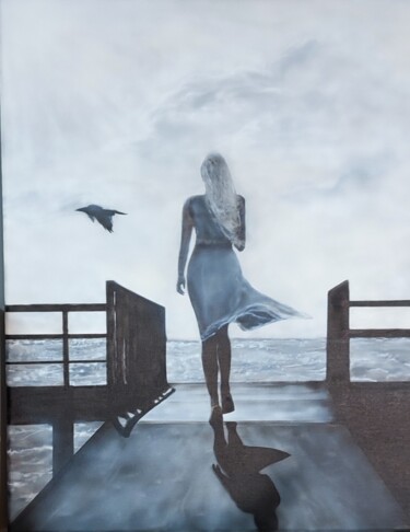 Malerei mit dem Titel "Элегия моря" von Lana Romashkan, Original-Kunstwerk, Airbrush