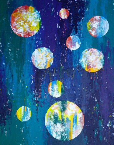 Painting titled "Confetti" by Lana Vereshchagina, Original Artwork, Acrylic Mounted on Wood Panel