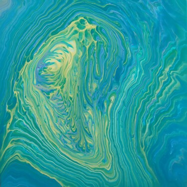 Schilderij getiteld "Yellow-green fantasy" door Lana Vereshchagina, Origineel Kunstwerk, Acryl Gemonteerd op Frame voor hout…