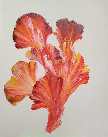 Peinture intitulée "Red flowers" par Lana Vereshchagina, Œuvre d'art originale, Acrylique Monté sur Châssis en bois