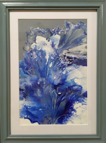 Painting titled "Ice fountain" by Lana Vereshchagina, Original Artwork, Acrylic Mounted on Wood Stretcher frame