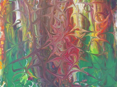 Pintura intitulada "Red cacti" por Lana Vereshchagina, Obras de arte originais, Acrílico Montado em Armação em madeira