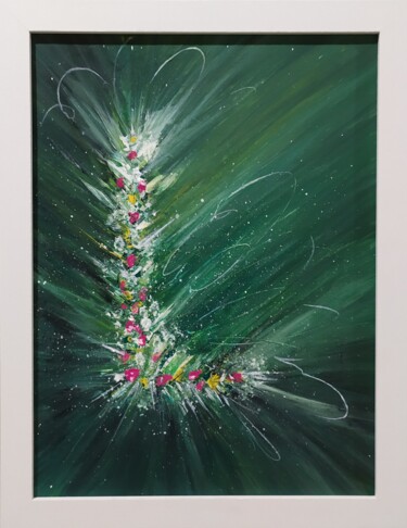Malarstwo zatytułowany „Green fantasy” autorstwa Lana Vereshchagina, Oryginalna praca, Akryl Zamontowany na Drewniana rama n…