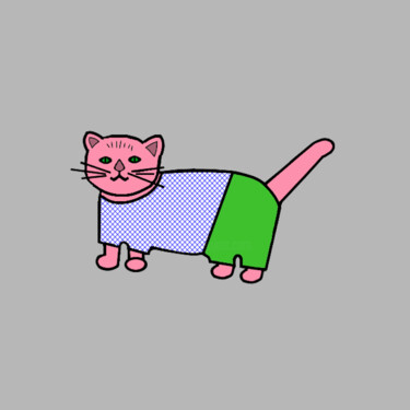 Digitale Kunst getiteld "Cats & Cats #96" door Lana Vereshchagina, Origineel Kunstwerk, 2D Digital Work
