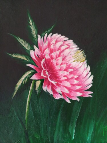 Schilderij getiteld "Dahlia" door Lana Vereshchagina, Origineel Kunstwerk, Acryl