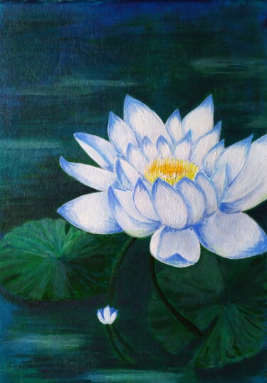 Malarstwo zatytułowany „White lotus” autorstwa Lana Vereshchagina, Oryginalna praca, Akryl
