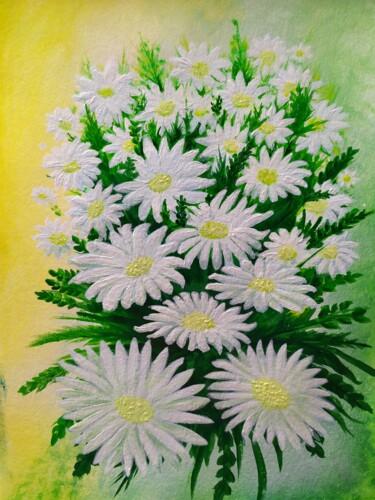 Картина под названием "Daisies" - Lana Vereshchagina, Подлинное произведение искусства, Акрил