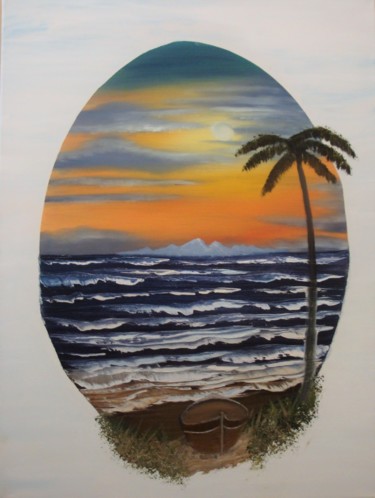 Painting titled "porthole-to-paradis…" by Lana Fultz Fultz, Original Artwork, Oil