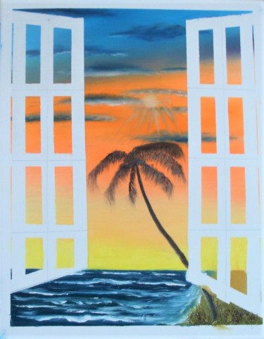 Peinture intitulée "out-my-window.jpg" par Lana Fultz Fultz, Œuvre d'art originale, Huile