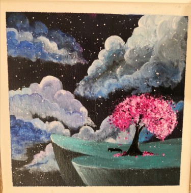 Pintura intitulada "Pink tree" por Svetlana Chernobai (LanaBlack), Obras de arte originais, Acrílico