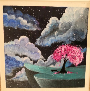 Painting titled "Pink tree" by Svetlana Chernobai (LanaBlack), Original Artwork, Acrylic