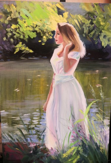 Painting titled "White Lady" by Svetlana Chernobai (LanaBlack), Original Artwork, Oil