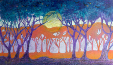 Malerei mit dem Titel "Once in a Blue Moon" von Lana Sevin, Original-Kunstwerk, Acryl