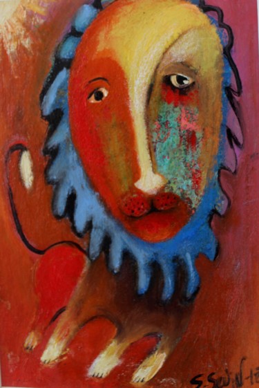 Pittura intitolato "Positive Lion" da Lana Sevin, Opera d'arte originale, Olio