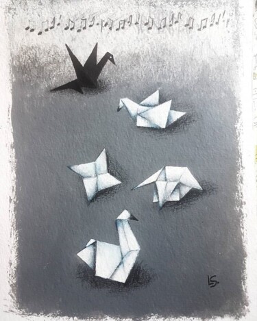 Peinture intitulée "Swan Lake" par Lana Sevin, Œuvre d'art originale, Acrylique