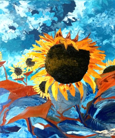 Painting titled "Tournesol" by Elena Lanceleux, Original Artwork, Oil