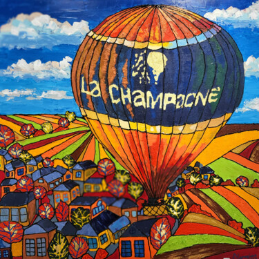 Malarstwo zatytułowany „"La champagne en mo…” autorstwa Elena Lanceleux, Oryginalna praca, Akryl