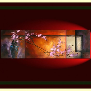 Painting titled "Plum Blossom and Bo…" by Lang, Original Artwork, Oil