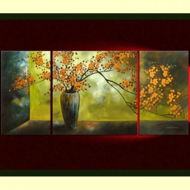 Painting titled "Plum Blossoms" by Lang, Original Artwork, Oil