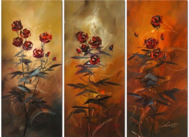 Rose Painting titled "Rose" by Lang, Original Art, Oil