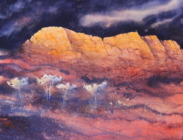 Peinture intitulée "Sainte Victoire au…" par Stéphane Langeron, Œuvre d'art originale, Aquarelle