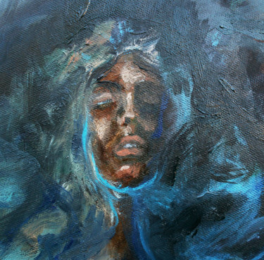 Peinture intitulée "Détail visage femme…" par Langlet Fahrenheit, Œuvre d'art originale