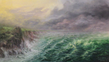 Painting titled "Ecume" by Langlet Fahrenheit, Original Artwork, Oil