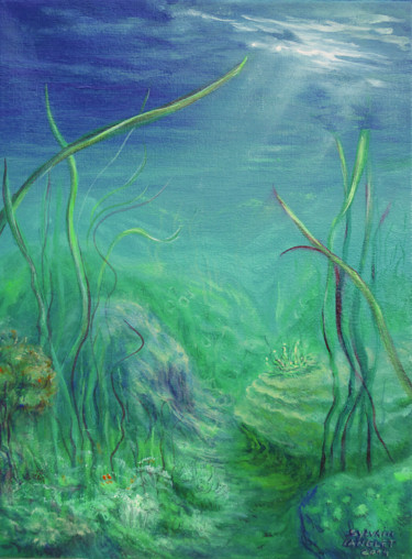 Painting titled "Sous l'eau" by Langlet Fahrenheit, Original Artwork, Oil
