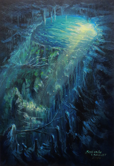 Painting titled "cenote" by Langlet Fahrenheit, Original Artwork, Acrylic
