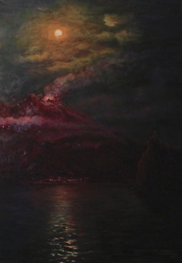 Pittura intitolato "Stromboli" da Langlet Fahrenheit, Opera d'arte originale, Olio