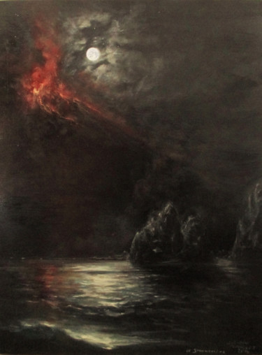 Pittura intitolato "Etude Stromboli D'o…" da Langlet Fahrenheit, Opera d'arte originale, Olio
