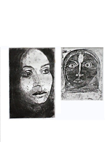 Gravures & estampes intitulée "double portrait" par Lanhor, Œuvre d'art originale, Autre