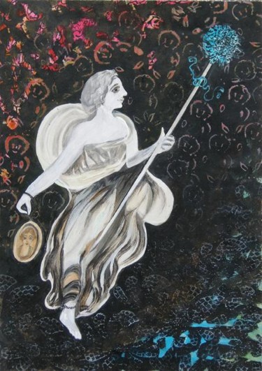 Peinture intitulée "bacchante" par Lanhor, Œuvre d'art originale, Huile